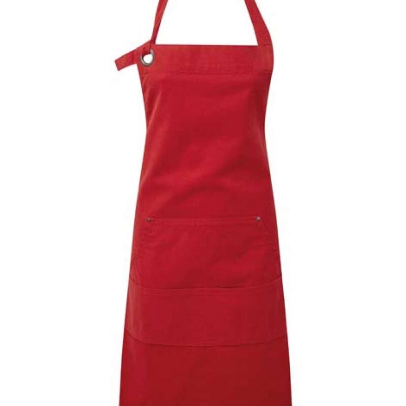 pr137-red-a1 Premier 'CALIBRE' HEAVY COTTON CANVAS POCKET APRON - Κόκκινο