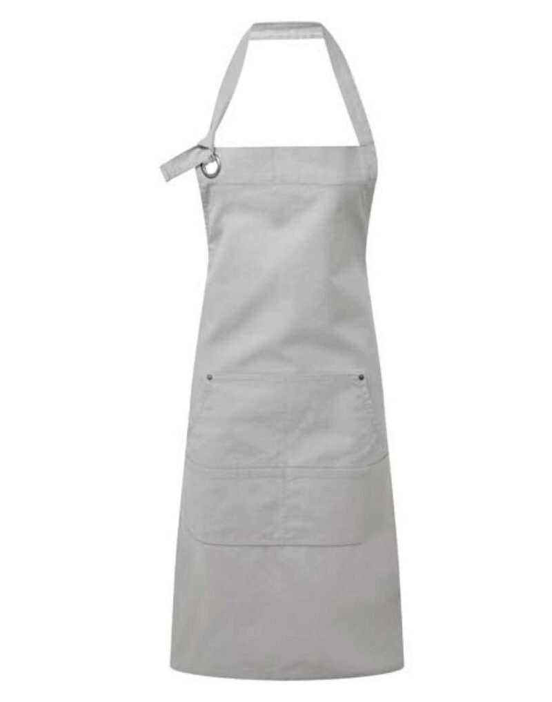pr137-silver-a1 Premier 'CALIBRE' HEAVY COTTON CANVAS POCKET APRON - ασημί