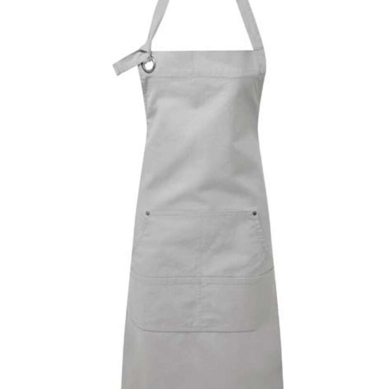 pr137-silver-a1 Premier 'CALIBRE' HEAVY COTTON CANVAS POCKET APRON - ασημί