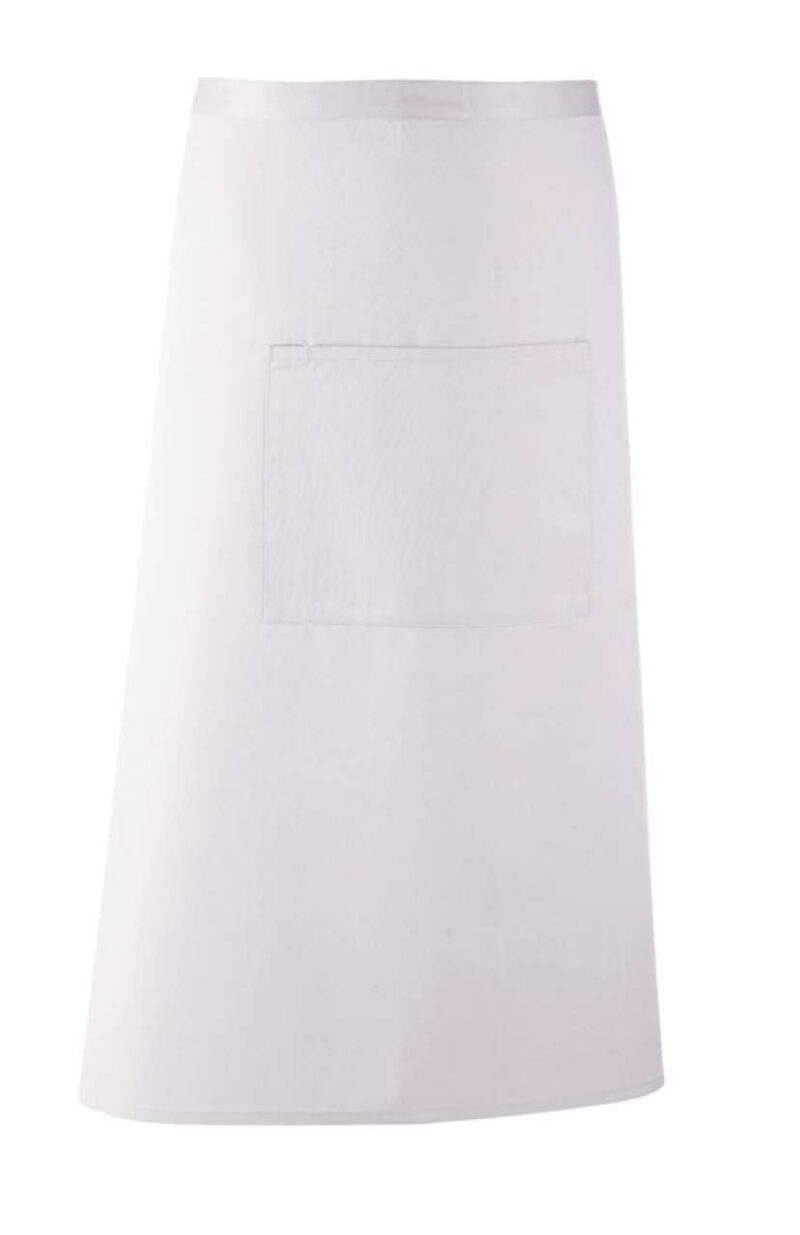 pr158-white-a1 Premier 'COLOURS COLLECTION’ BAR APRON WITH POCKET - Λευκό