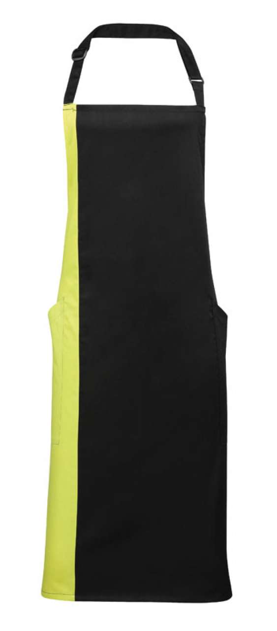 pr162-black_lime-a2 Premier 'COLOURS COLLECTION’ CONTRAST BIB APRON - Μαύρο/Λαχανί