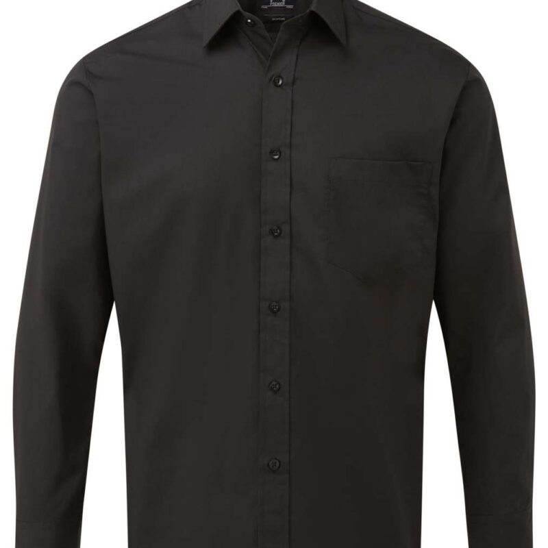 pr200-black-a2 Premier Ανδρικό LONG SLEEVE POPLIN SHIRT - Μαύρο