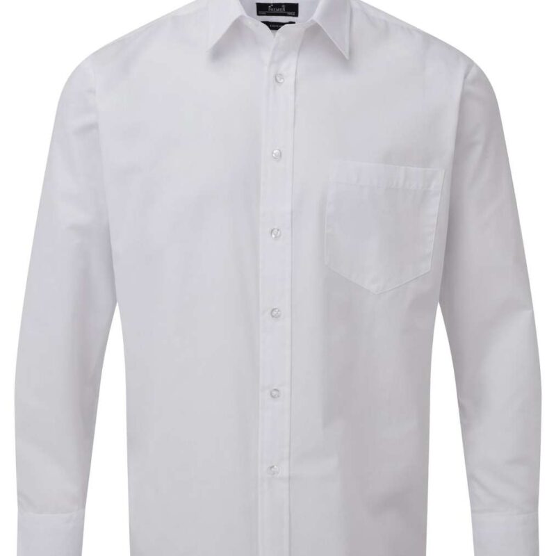 pr200-white-a2 Premier Ανδρικό LONG SLEEVE POPLIN SHIRT - Λευκό