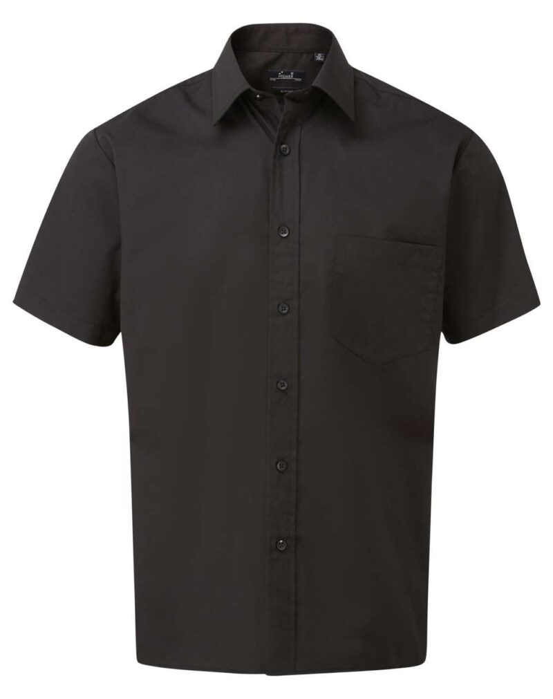 pr202-black-a3 Premier MEN'S SHORT SLEEVE POPLIN SHIRT - Μαύρο