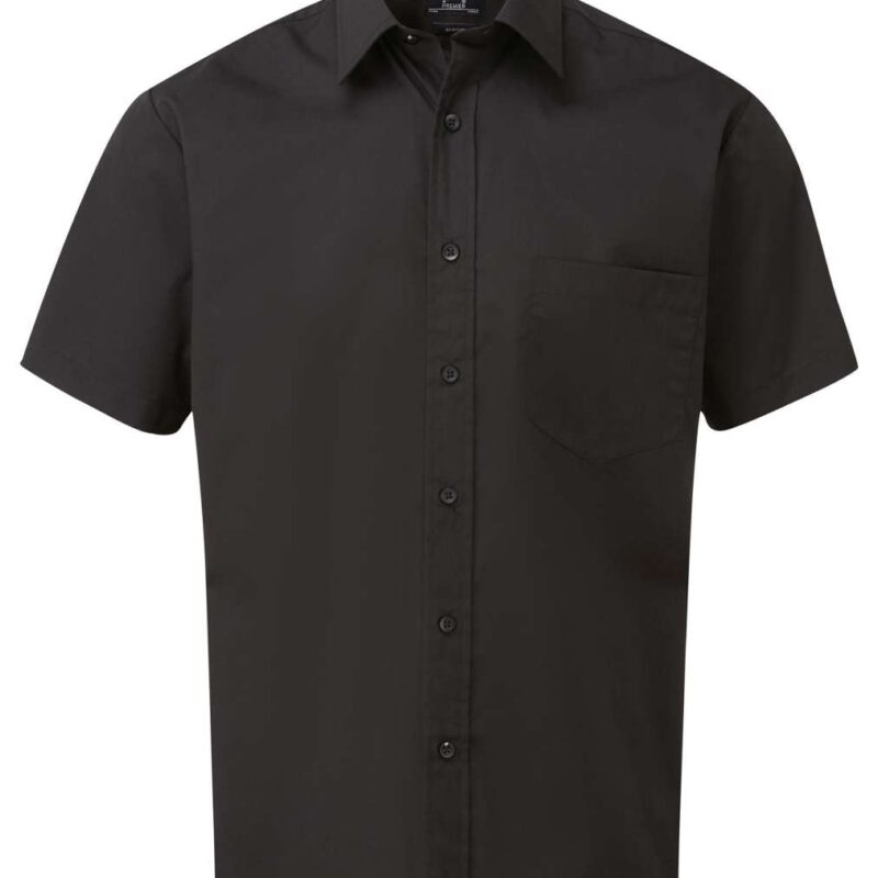 pr202-black-a3 Premier MEN'S SHORT SLEEVE POPLIN SHIRT - Μαύρο