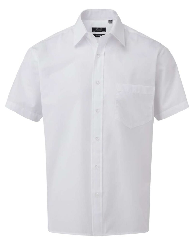 pr202-white-a3 Premier MEN'S SHORT SLEEVE POPLIN SHIRT - Λευκό