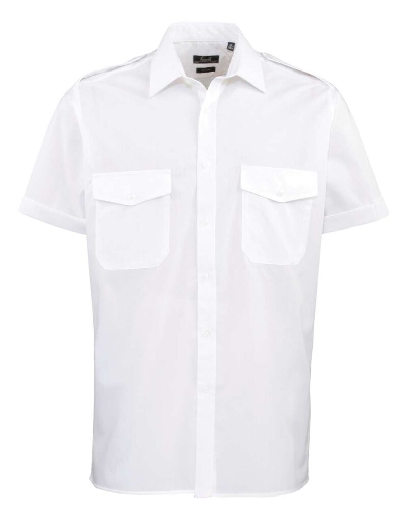 pr212-white-a1 Premier Ανδρικό SHORT SLEEVE PILOT SHIRT - Λευκό