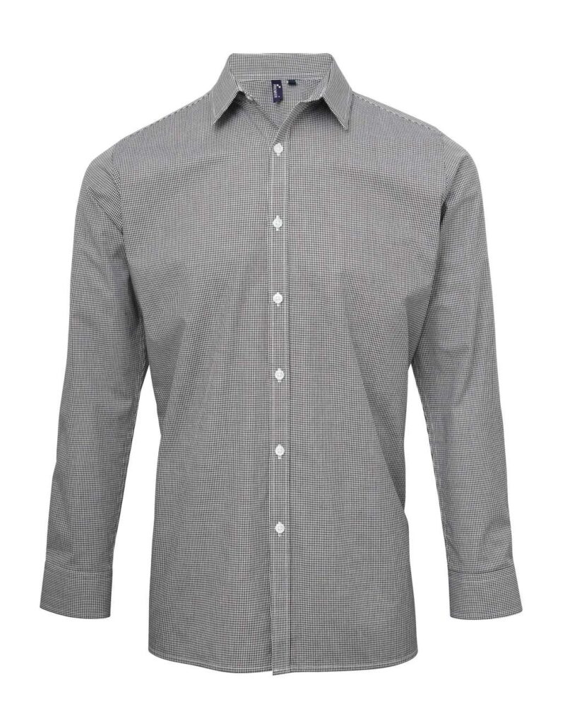 pr220-black_white-a1 Premier SOL'S MEN LONG SLEEVE COTTON SHIRT MICROCHECK - Μαύρο και Λευκό