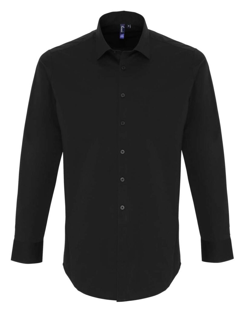 Premier SOL'S Ανδρικό LONG SLEEVE STRETCH-FIT POPLIN SHIRT - Μαύρο