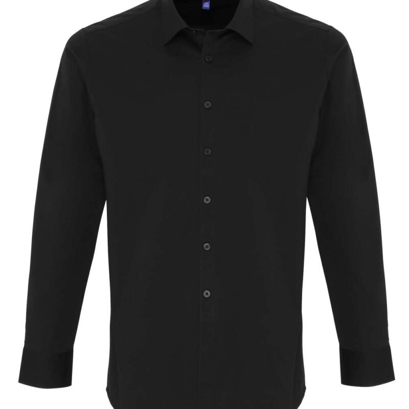 pr244-black-a2 Premier SOL'S Ανδρικό LONG SLEEVE STRETCH-FIT POPLIN SHIRT - Μαύρο