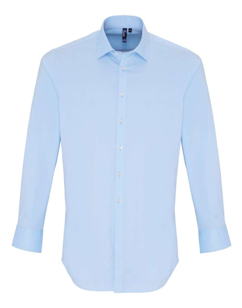 Premier SOL'S Ανδρικό LONG SLEEVE STRETCH-FIT POPLIN SHIRT - Pale Blue