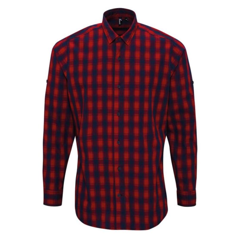 Premier 'MULLIGAN' LONG - MEN'S SLEEVE COTTON CHECK SHIRT - Κόκκινο/Ναυτικό