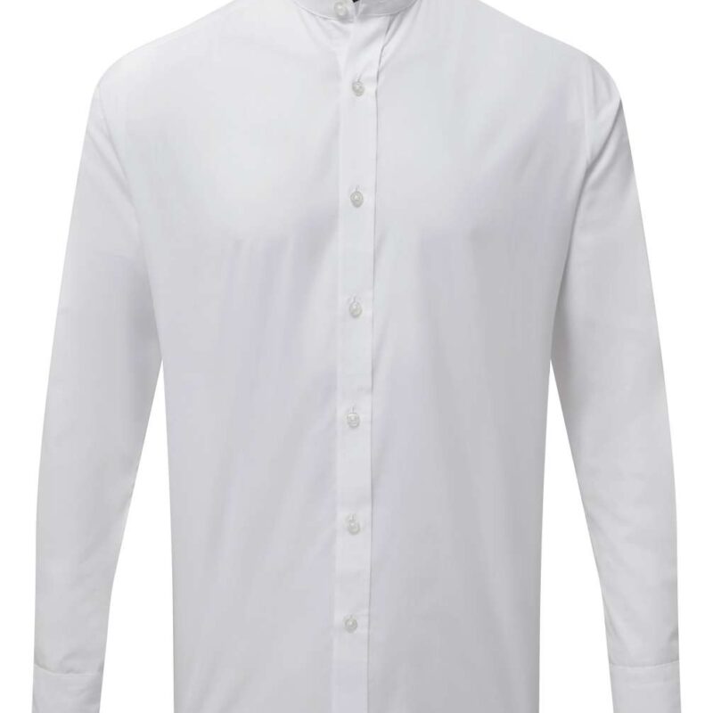 Premier BANDED COLLAR 'GRANDAD' LONG SLEEVE SHIRT - Λευκό