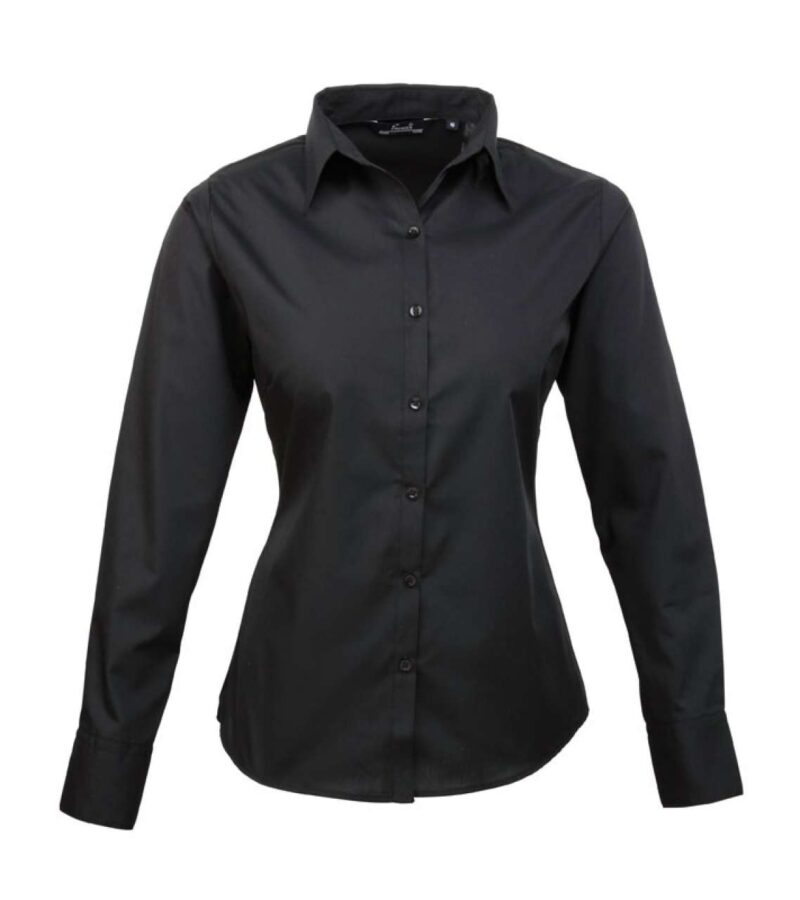 pr300-black-a1 Premier BLOUSE POPLIN WOMEN LONG SLEEVE - Μαύρο