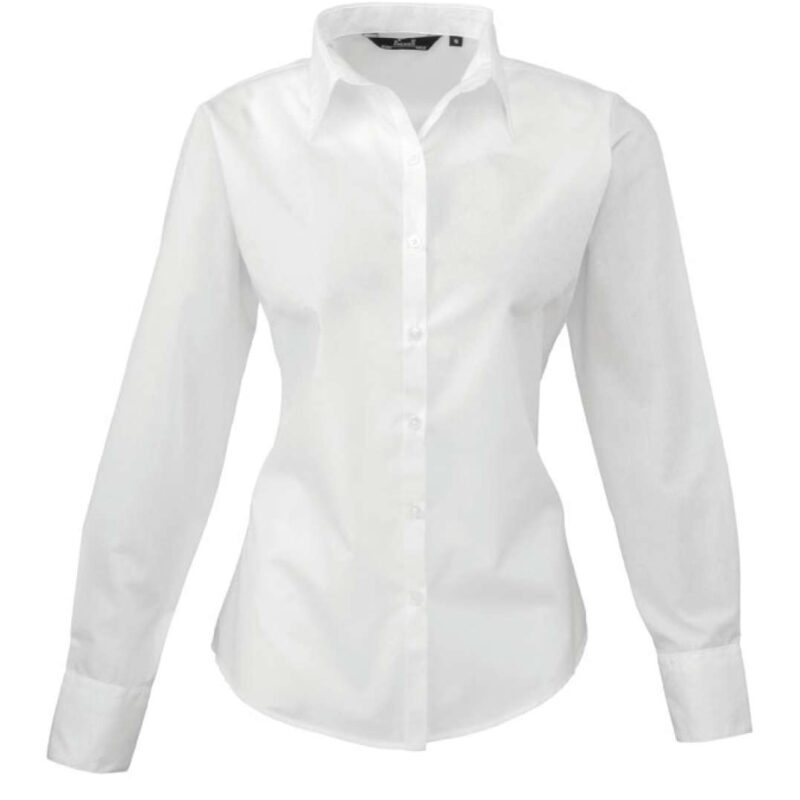 pr300-white-a1 Premier BLOUSE POPLIN WOMEN LONG SLEEVE - Λευκό