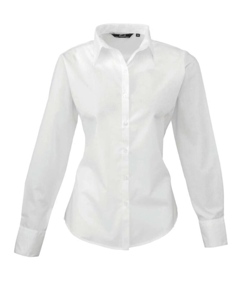 pr300-white-a1 Premier BLOUSE POPLIN WOMEN LONG SLEEVE - Λευκό