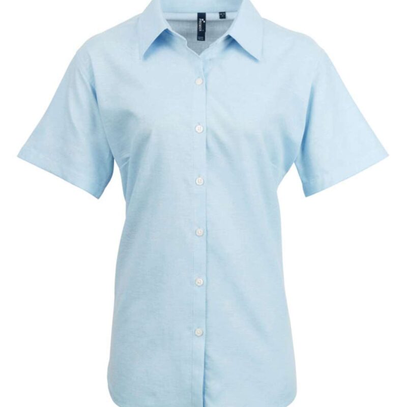 pr336-light_blue-a1 Premier SLEEVE SIGNATURE SHORT της WOMEN OXFORD BLOUSE - Ανοιχτό μπλε