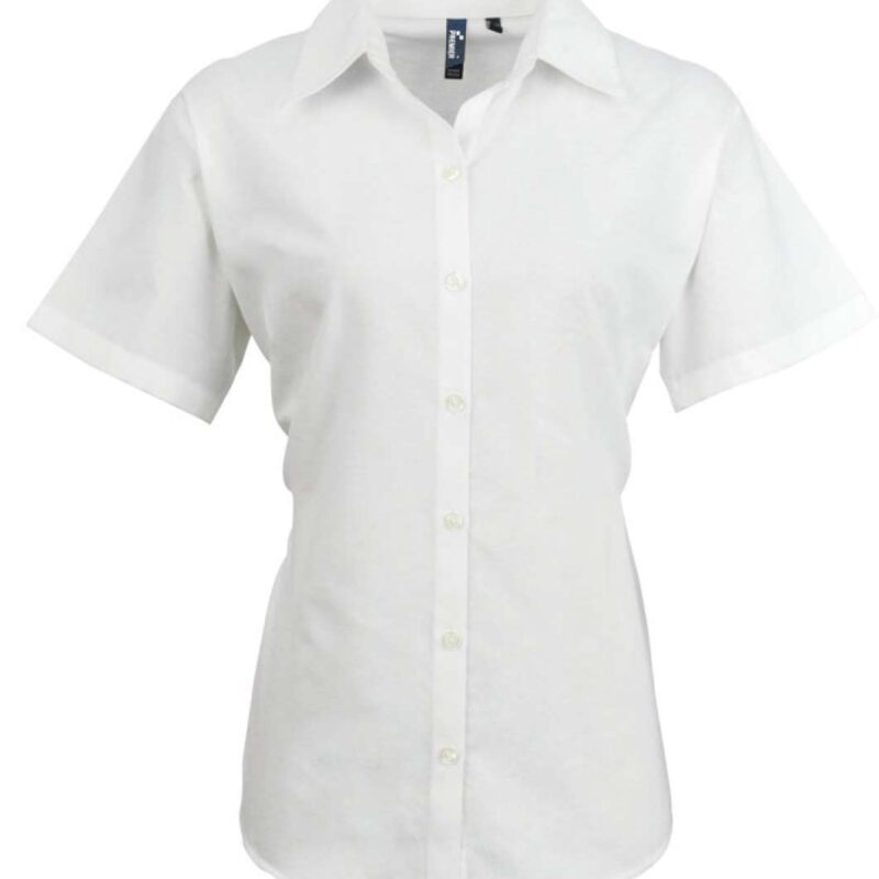 pr336-white-a1 Premier SLEEVE SIGNATURE SHORT της WOMEN OXFORD BLOUSE - Λευκό