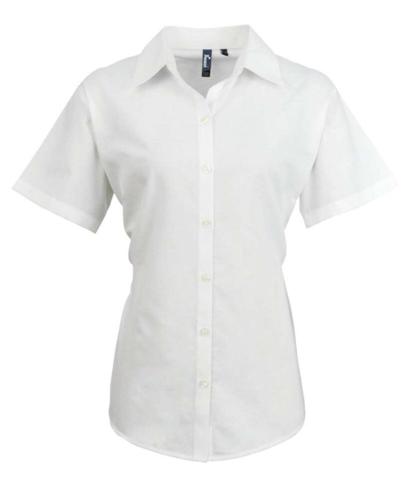 pr336-white-a1 Premier SLEEVE SIGNATURE SHORT της WOMEN OXFORD BLOUSE - Λευκό