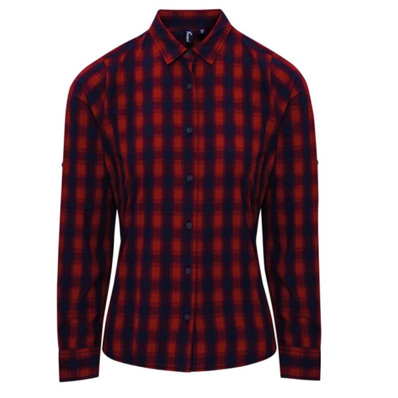 Premier 'MULLIGAN' LONG - WOMEN'S SLEEVE COTTON CHECK SHIRT - Κόκκινο/Ναυτικό