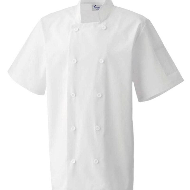 pr656-white-a1 Premier SHORT SLEEVE CHEF'S JACKET - Λευκό