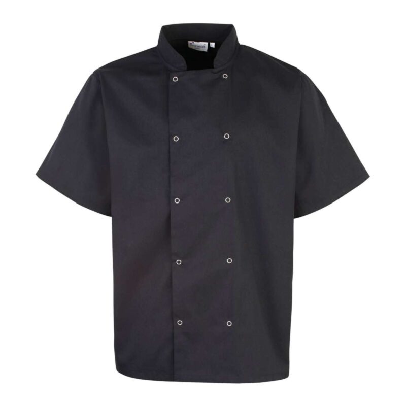 pr664-black-a1 Premier SHORT'S JACKET SLEEVE CHEF STUD - Μαύρο