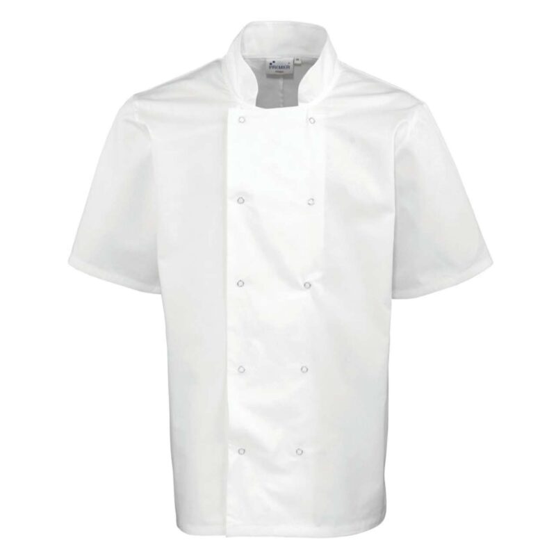 pr664-white-a1 Premier SHORT'S JACKET SLEEVE CHEF STUD - Λευκό