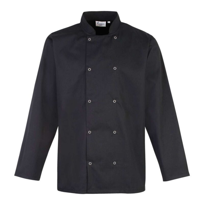 pr665-black-a1 Premier CHEF LONG SLEEVE STUD JACKET - Μαύρο