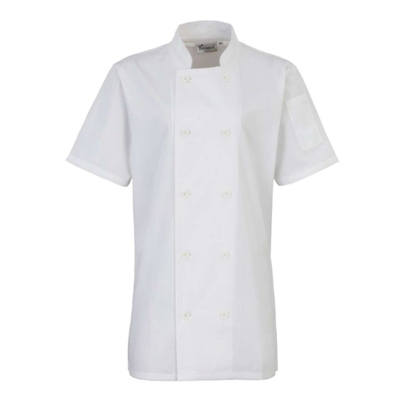 pr670-white-a1 Premier JACKET για WOMEN, CHEF, με SHORT SLEEVE - Λευκό