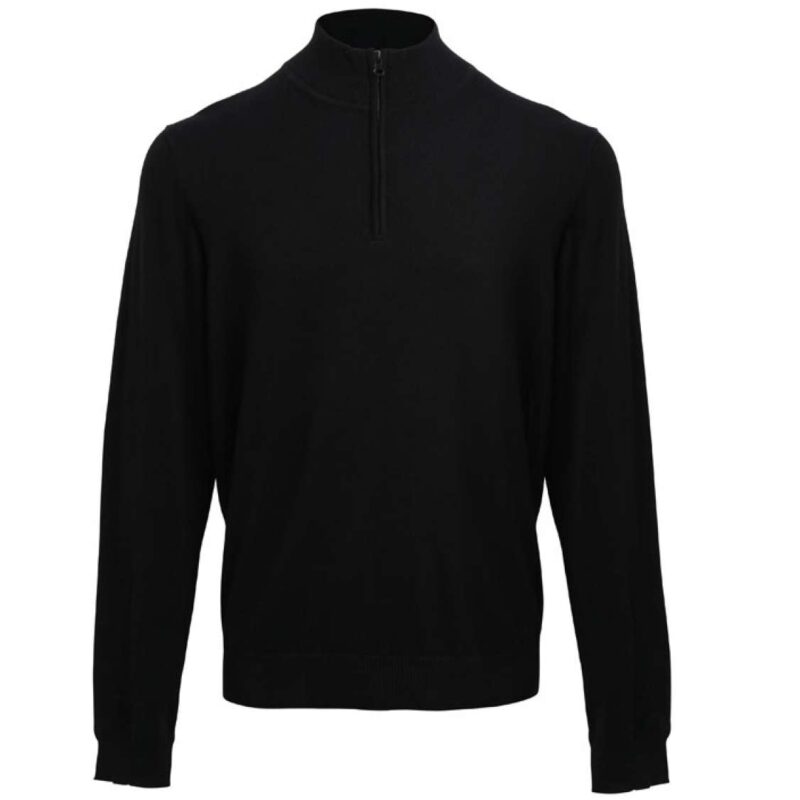 Premier MEN'S QUARTER-ZIP KNITTED SWEATER - Μαύρο