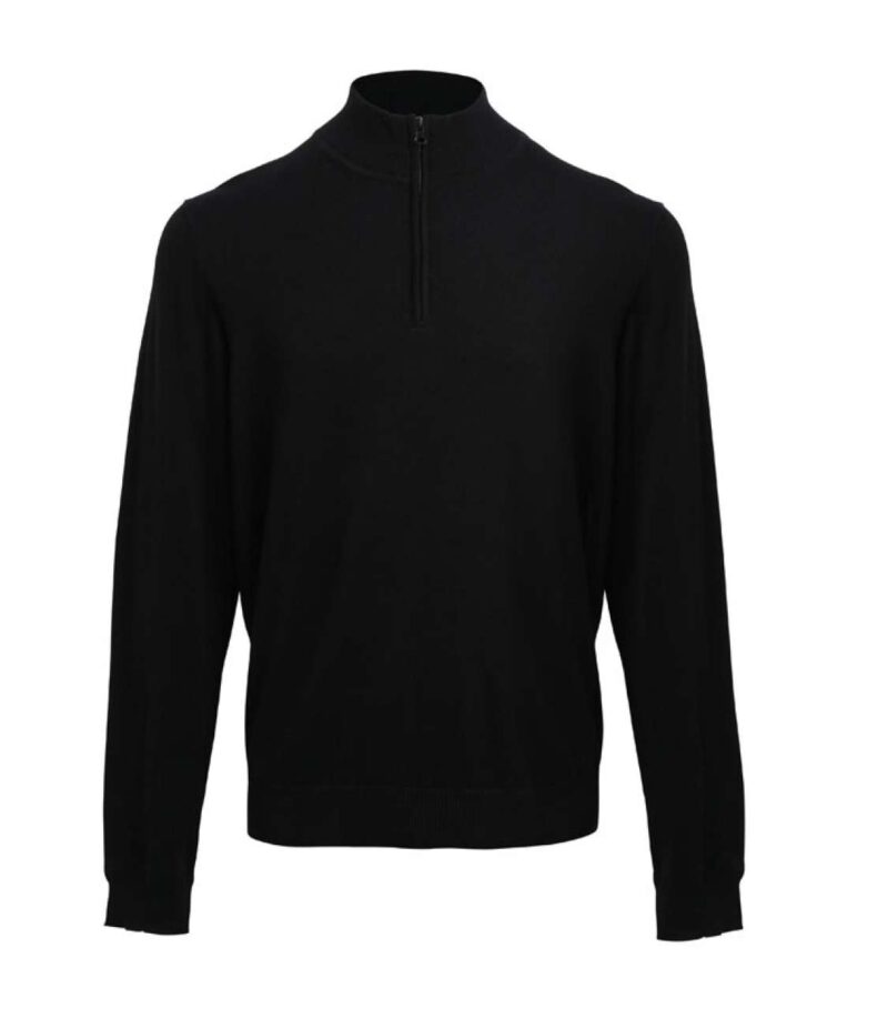pr695-black-a1 Premier MEN'S QUARTER-ZIP KNITTED SWEATER - Μαύρο