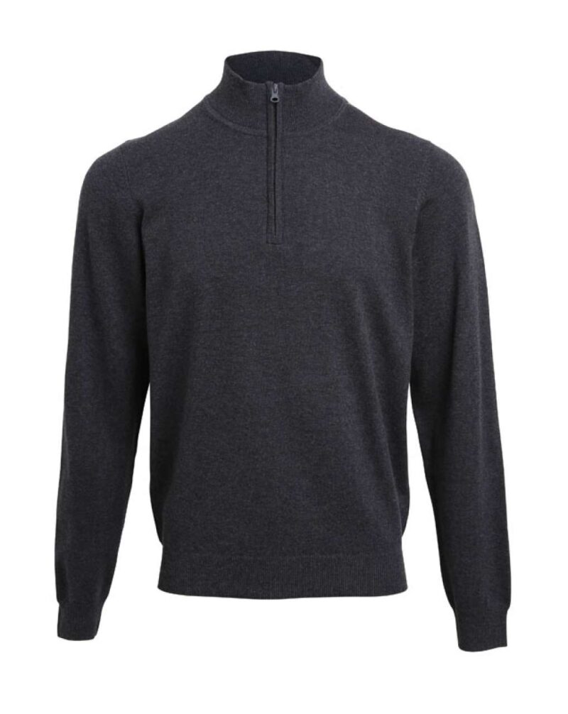 pr695-charcoal-a1 Premier MEN'S QUARTER-ZIP KNITTED SWEATER - Ανθρακί