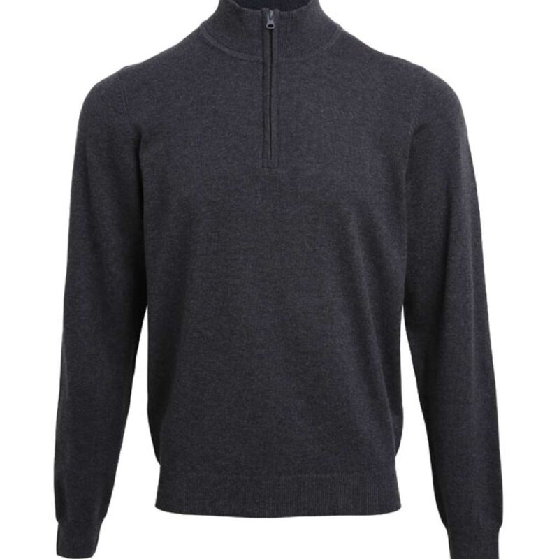 pr695-charcoal-a1 Premier MEN'S QUARTER-ZIP KNITTED SWEATER - Ανθρακί