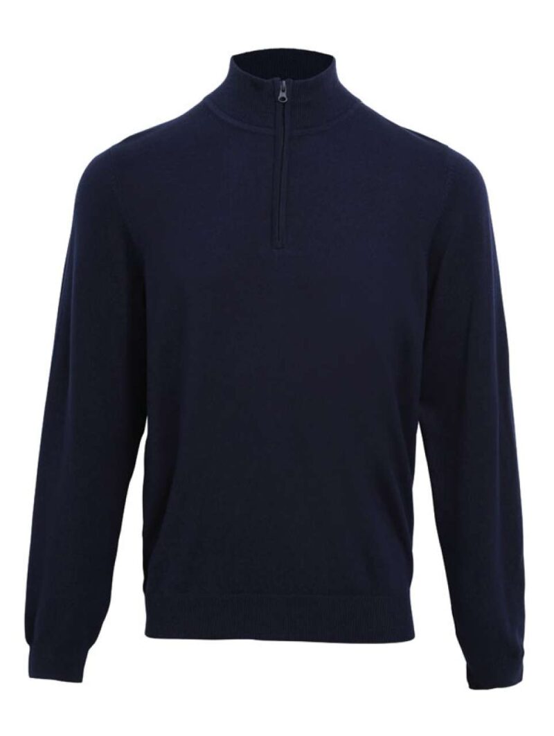 Premier MEN'S QUARTER-ZIP KNITTED SWEATER - Μπλε μαρίν