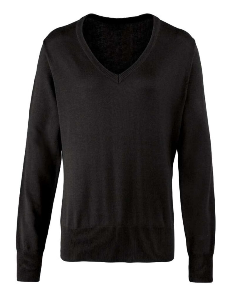 pr696-black-a1 Premier SWEATER V-NECK KNITTED WOMEN - Μαύρο
