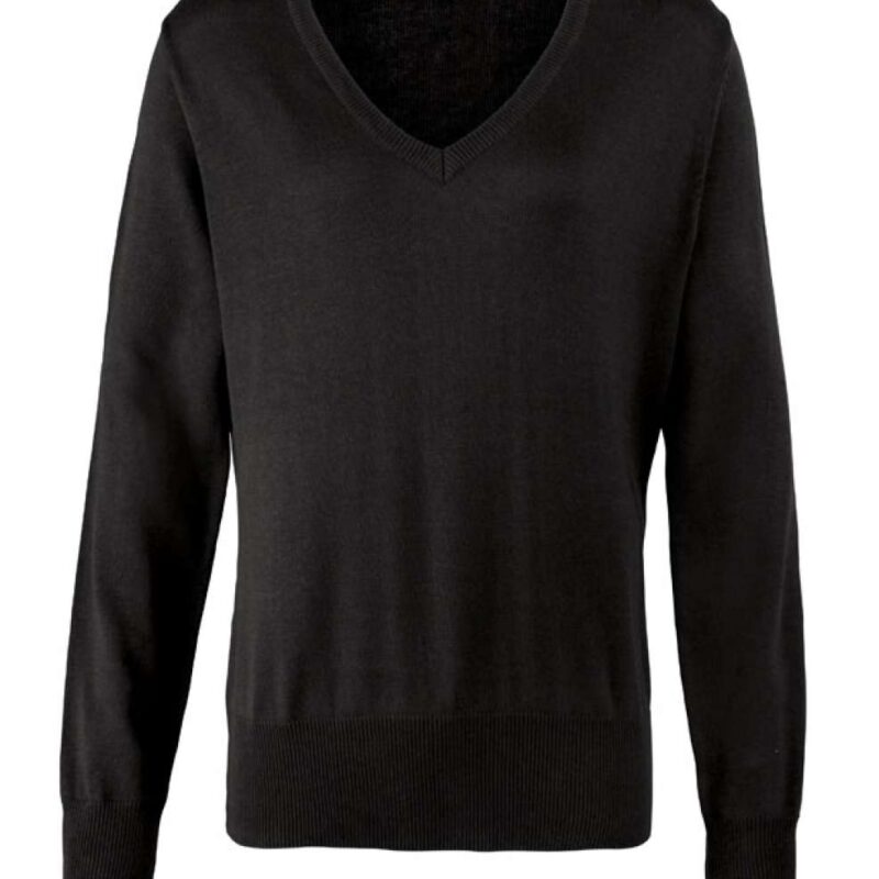 pr696-black-a1 Premier SWEATER V-NECK KNITTED WOMEN - Μαύρο