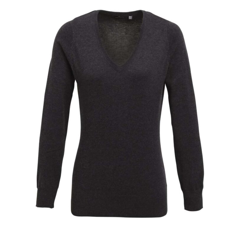 pr696-charcoal-a1 Premier SWEATER V-NECK KNITTED WOMEN - Ανθρακί