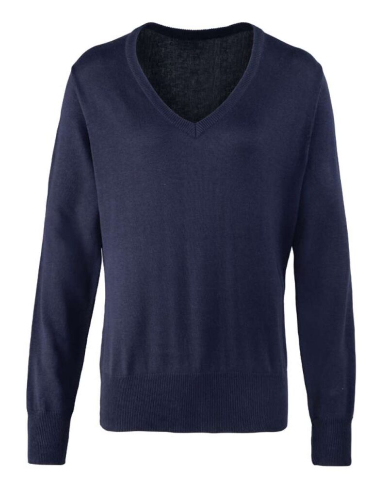 pr696-navy-a1 Premier SWEATER V-NECK KNITTED WOMEN - Μπλε μαρίν