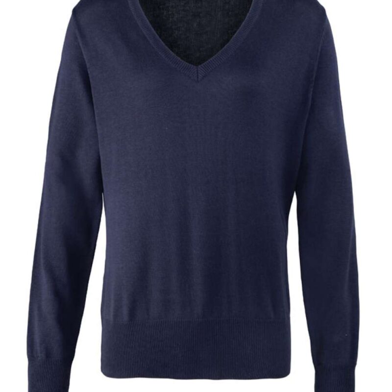pr696-navy-a1 Premier SWEATER V-NECK KNITTED WOMEN - Μπλε μαρίν