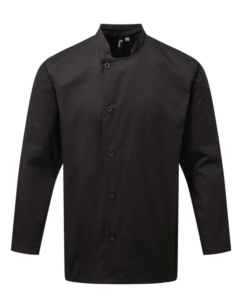 pr901-black-a1 Premier 'ESSENTIAL' LONG SLEEVE CHEF'S JACKET - Μαύρο