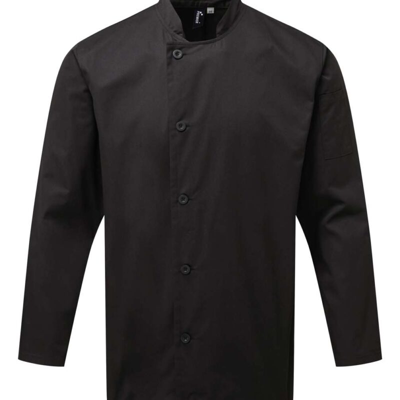 pr901-black-a1 Premier 'ESSENTIAL' LONG SLEEVE CHEF'S JACKET - Μαύρο