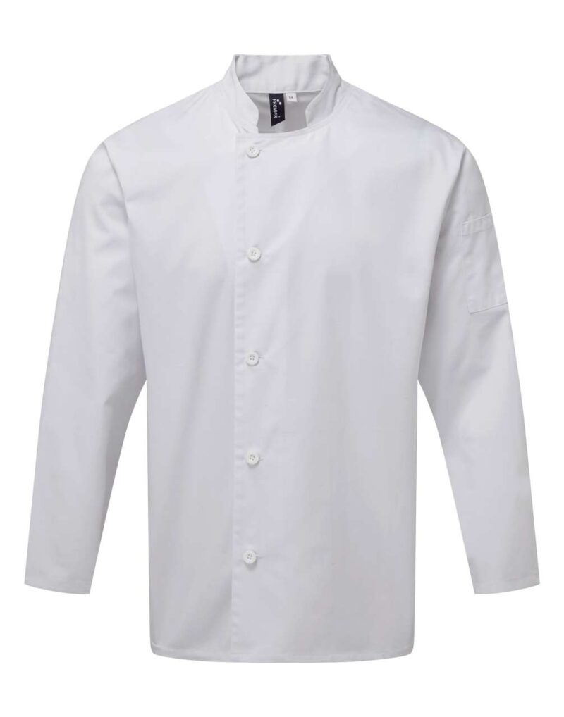 pr901-white-a1 Premier 'ESSENTIAL' LONG SLEEVE CHEF'S JACKET - Λευκό