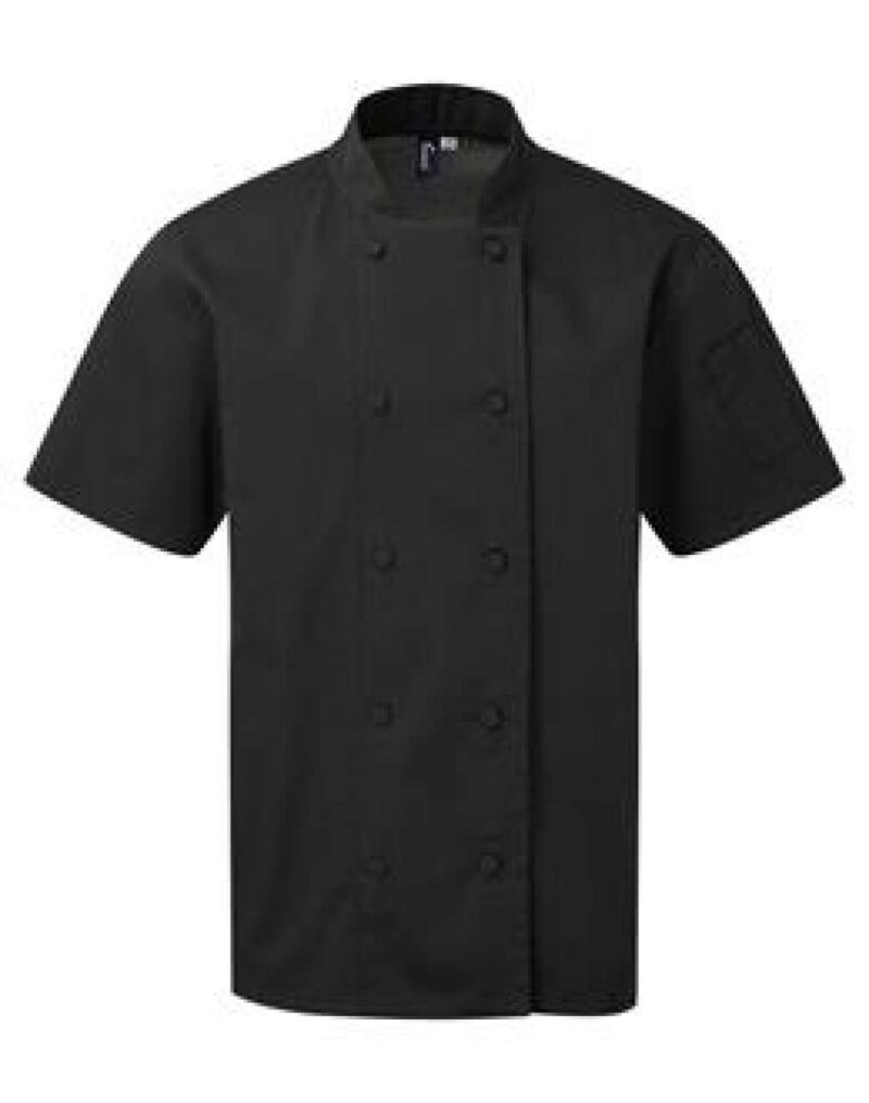 pr902-black-a1 Premier CHEF'S COOLCHECKER® SHORT SLEEVE JACKET - Μαύρο