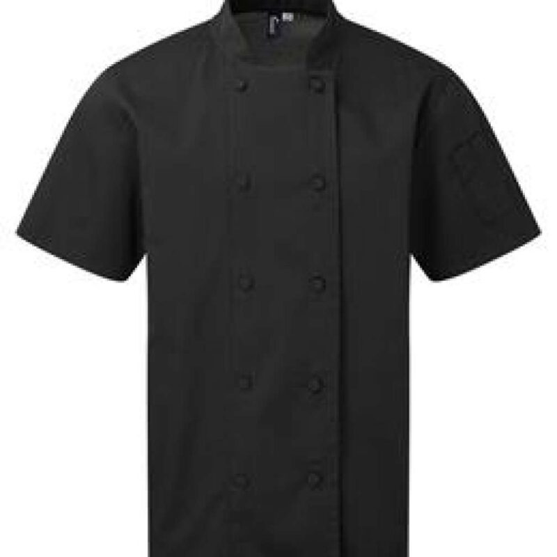 pr902-black-a1 Premier CHEF'S COOLCHECKER® SHORT SLEEVE JACKET - Μαύρο