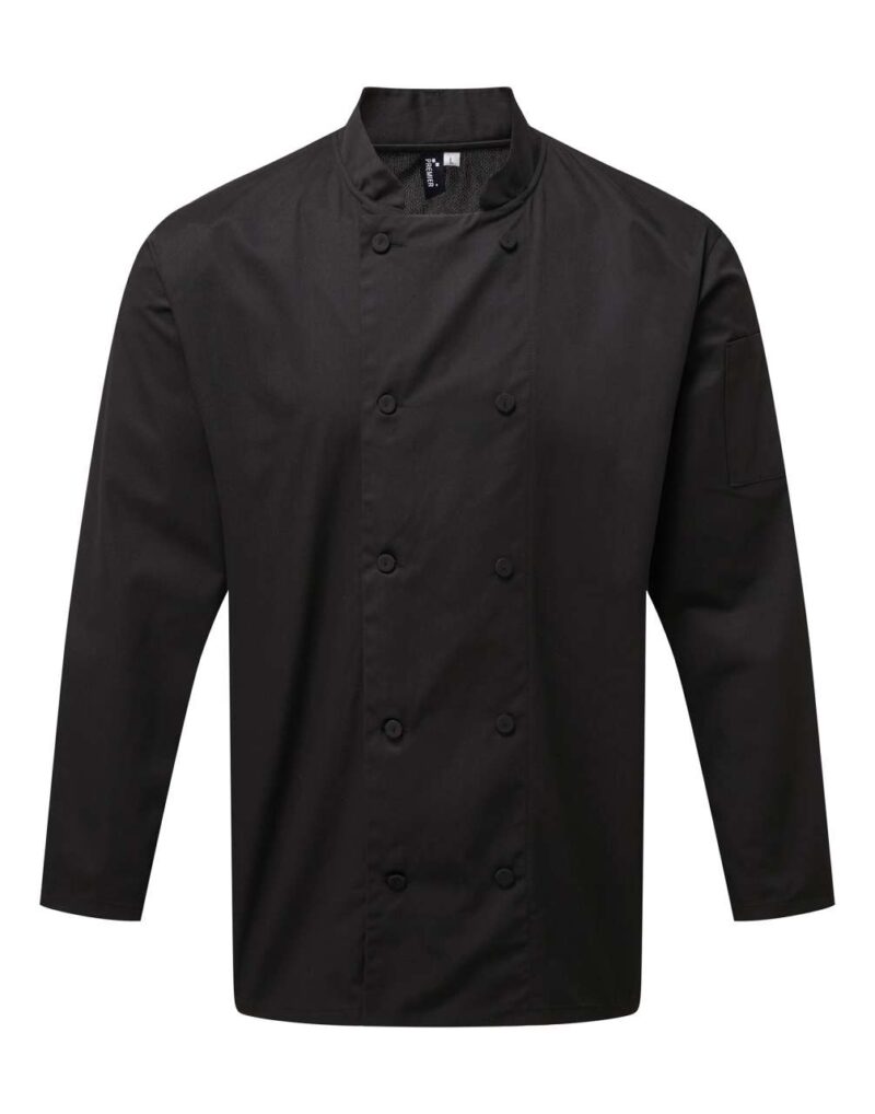 pr903-black-a1 Premier CHEF'S LONG SLEEVE COOLCHECKER® JACKET PANEL WITH MESH BACK - Μαύρο
