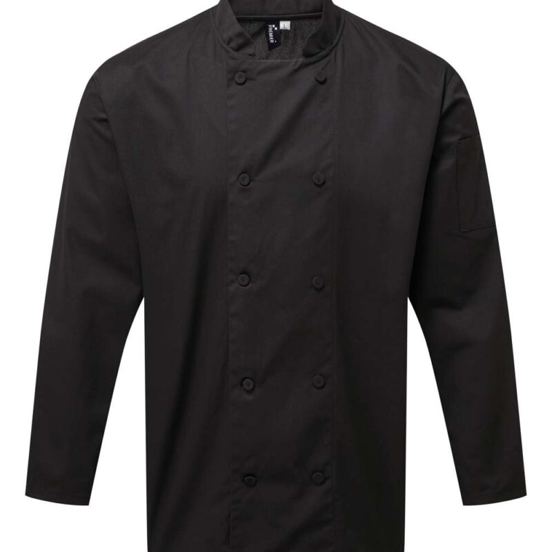 pr903-black-a1 Premier CHEF'S LONG SLEEVE COOLCHECKER® JACKET PANEL WITH MESH BACK - Μαύρο