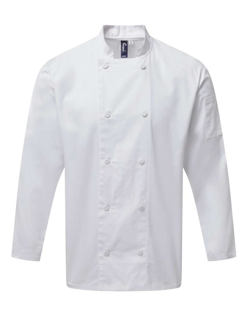 pr903-white-a1 Premier CHEF'S LONG SLEEVE COOLCHECKER® JACKET PANEL WITH MESH BACK - Λευκό