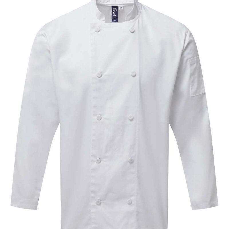 pr903-white-a1 Premier CHEF'S LONG SLEEVE COOLCHECKER® JACKET PANEL WITH MESH BACK - Λευκό