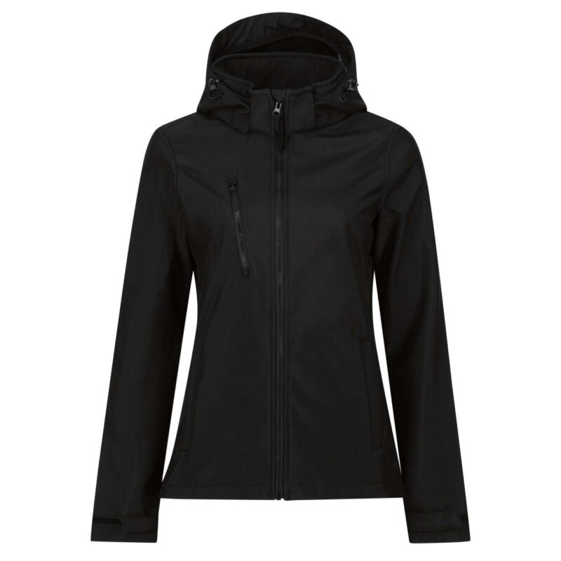 retra702-black_black-a2 Regatta SOL'S VENTURER 3 LAYER HOODED SOFTSHELL JACKET WOMEN - Black/Classic Red