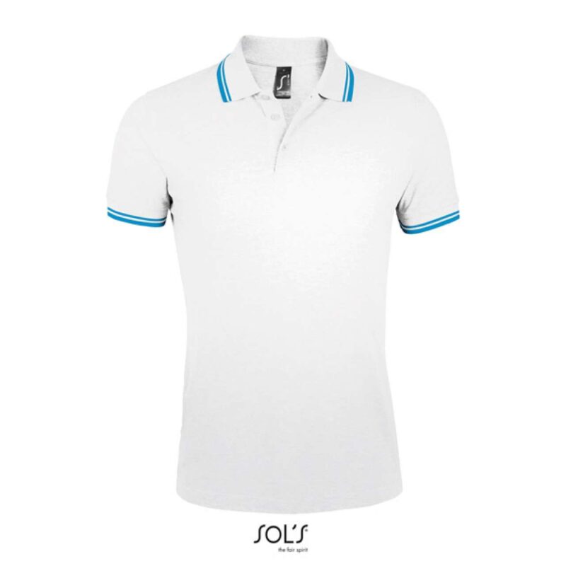 so00577-white_aqua-a1 SOL'S PASADENA SHIRT - POLO MEN - Λευκό/Ναυτικό